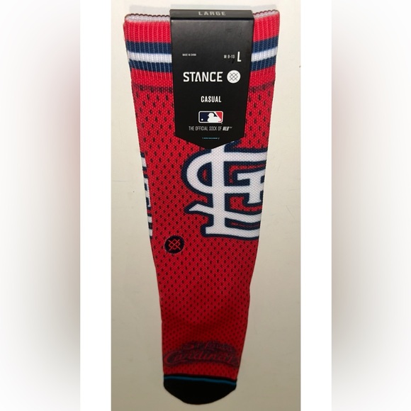 Stance MLB BP Jersey St Louis Cardinals Crew Socks 1 Pair Men 9-13 Red Baseball - Picture 9 of 9